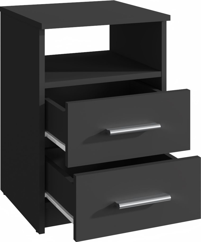 MATKAM Nachttisch in klassischer Optik | H/B/T 58,5 x 40 x 35 cm, mit zwei Schubladen und einem offenen Ablagefach| In verschiedenen Ausführungen ...