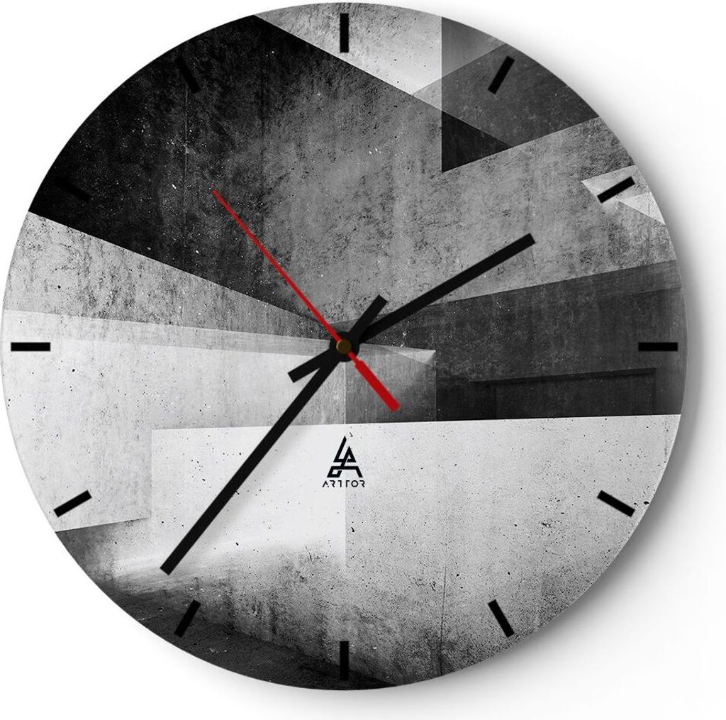 Wanduhr - Rund - Glasuhr - Dreidimensional Illusion optisch - 40x40cm - Schleichendes Uhrwerk - Lautlos - zum Aufhängen bereit - Dekoration Modern...