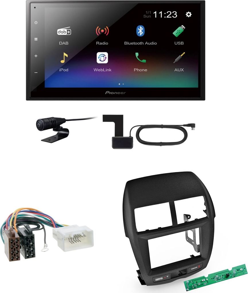 Pioneer DMH-A340DAB USB Bluetooth MP3 USB Einbauset für Mitsubishi ASX bis 2014