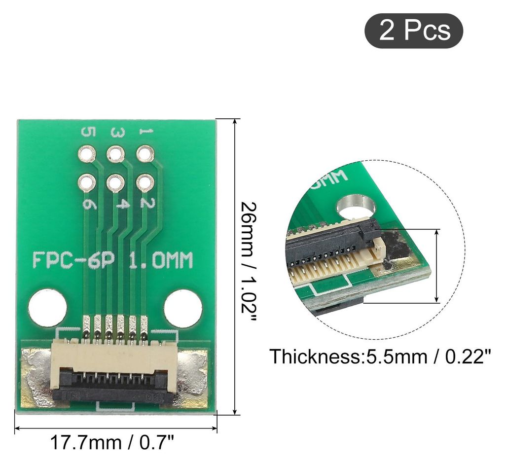 2 Stš¹ck FPC FFC PCB Platine 6P 0.5mm am Sockel Seite Rš¹ckseite 1.0mm bis DIP 2.54mm fš¹r LCD 3D Drucker Kamera DVD TV