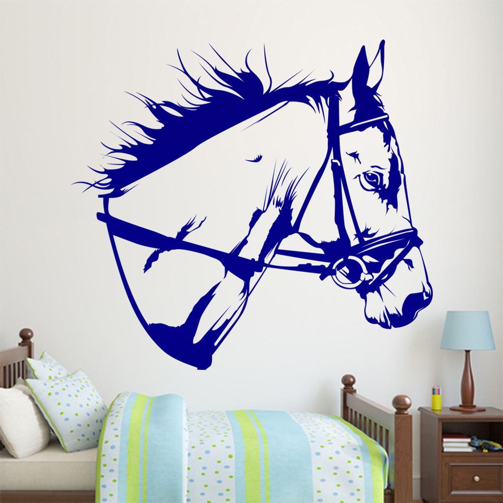 KIWISTAR Pferd mit Geschirr Wandtattoo in 6 Größen - Wandaufkleber Wall Sticker - Dekoration, Küche, Wohnzimmer, Schlafzimmer, Badezimmer
