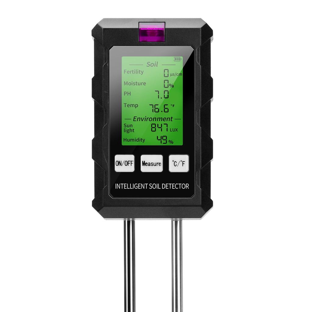 6-in-1 Bodentester, pH-Wert/Temperatur/Feuchtigkeit/Licht, Bodentester mit Zweifach-Proben-Technologie, pH-Wert-Messgerät für Topfpflanzenerde, G...