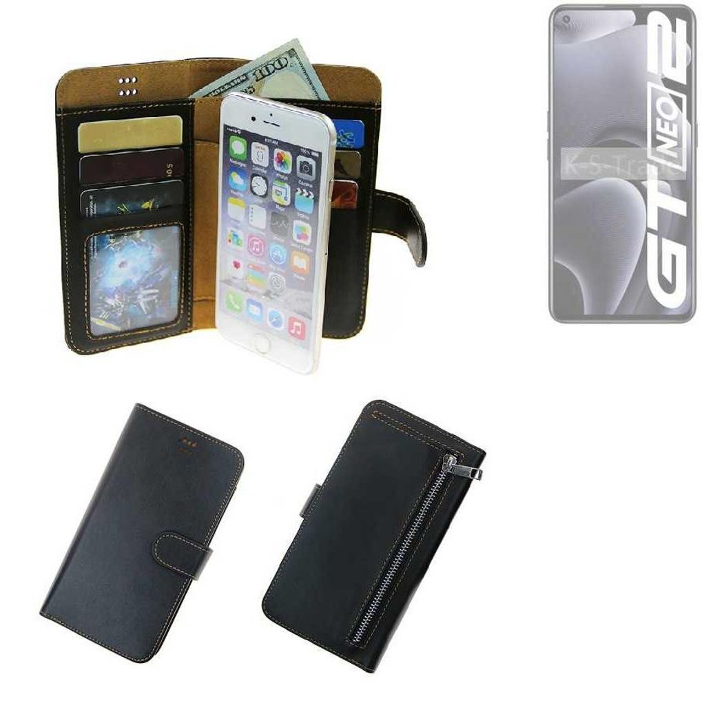 K-S-Trade Schutz Hülle kompatibel mit Realme Gt Neo 2 Klapphülle Case Phone cover Slim Handytasche Handy Hülle schwarz aus Kunstleder (1 Stk)
