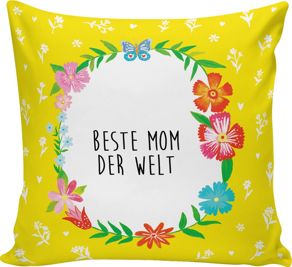 Mr. & Mrs. Panda Sofakissen Mom - Weiß - Geschenk, kuschelkissen 40x40, Kissen, Mommy, Mutti, Couchkissen, Danke, Dekokissen, Mutter, Tochter