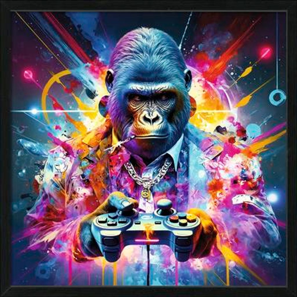 Gerahmtes Bild Gaming Gorilla 53x53 cm