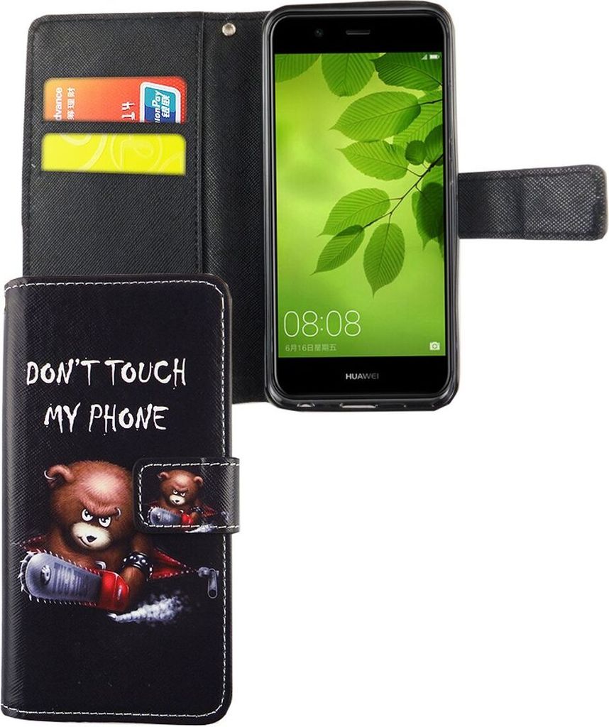 Handyhülle Tasche für Handy Huawei Nova 2 Schriftzug Bär Produktbild 