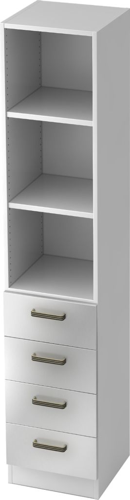 bümö office Schubladen Kombi - 4 Schübe - Griff: Streifengriff (Kunststoff), Nachbildung: Weiß/Silber