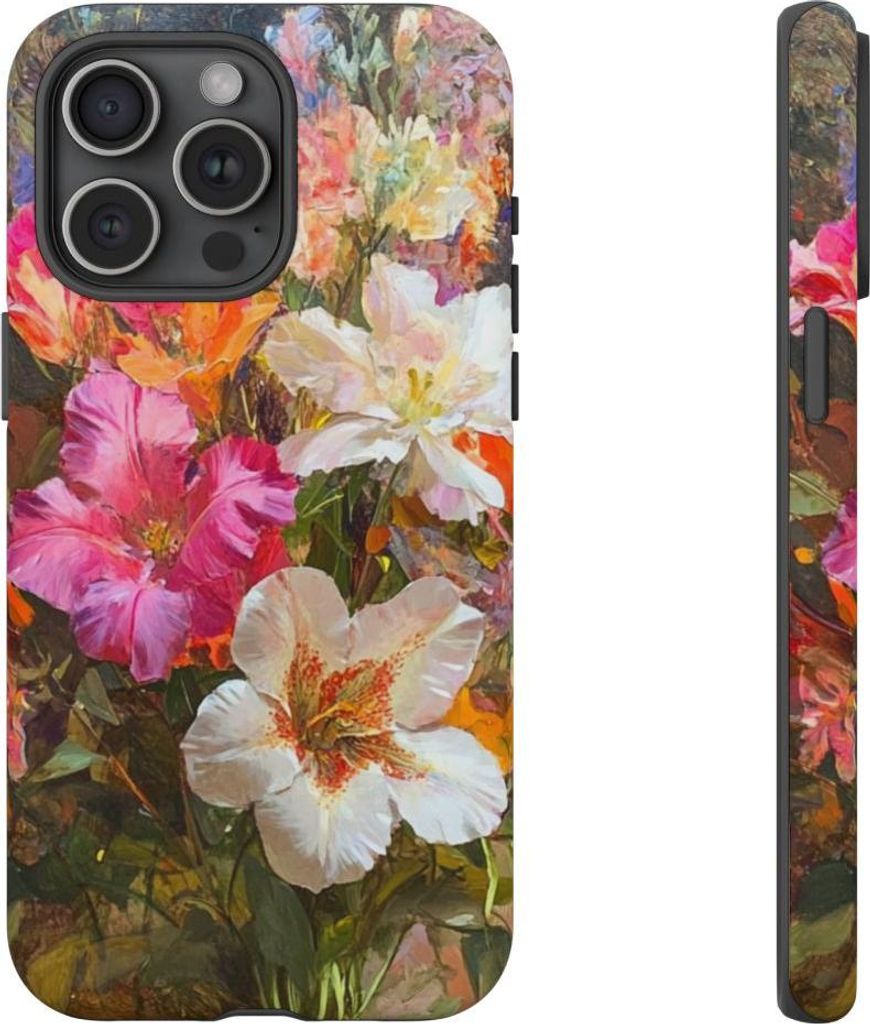Farbenfrohes Blumenstrauß-Gemälde – Hülle Kompatibel mit iPhone 15 Pro Max
