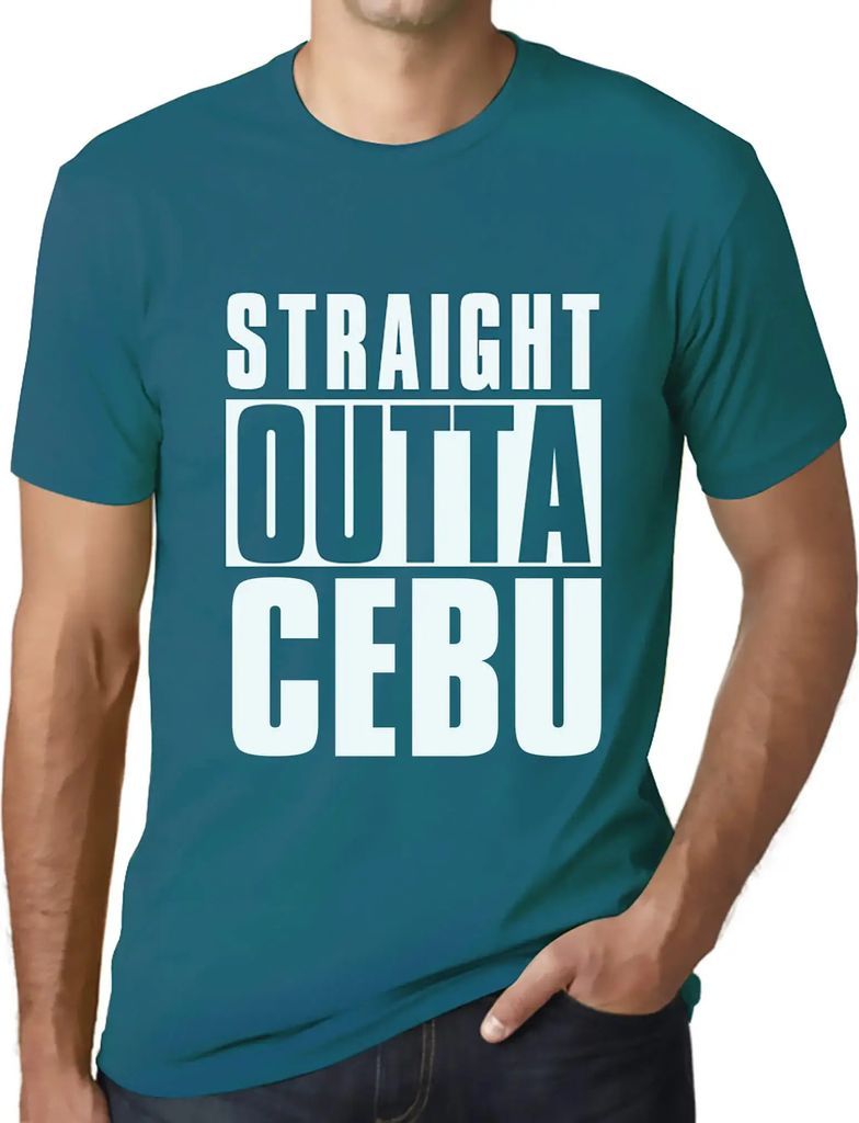 Herren Grafik T-Shirt Direkt aus Cebu – Straight Outta Cebu – Öko-Verantwortlich Vintage Jahrgang Kurzarm Lustige Druck Geburtstag Geschenk Mann