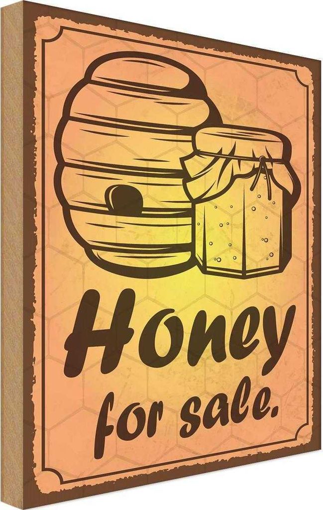 vianmo Holzschild 40x30 cm Honey forHonig Verkauf Hofladen Marktstand Laden