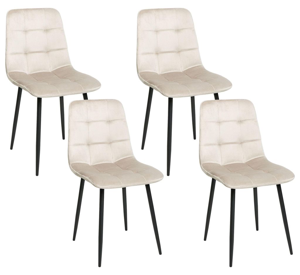 BELIANI Esszimmerstühle 4er Set Beige aus Samtstoff mit Produktbild 