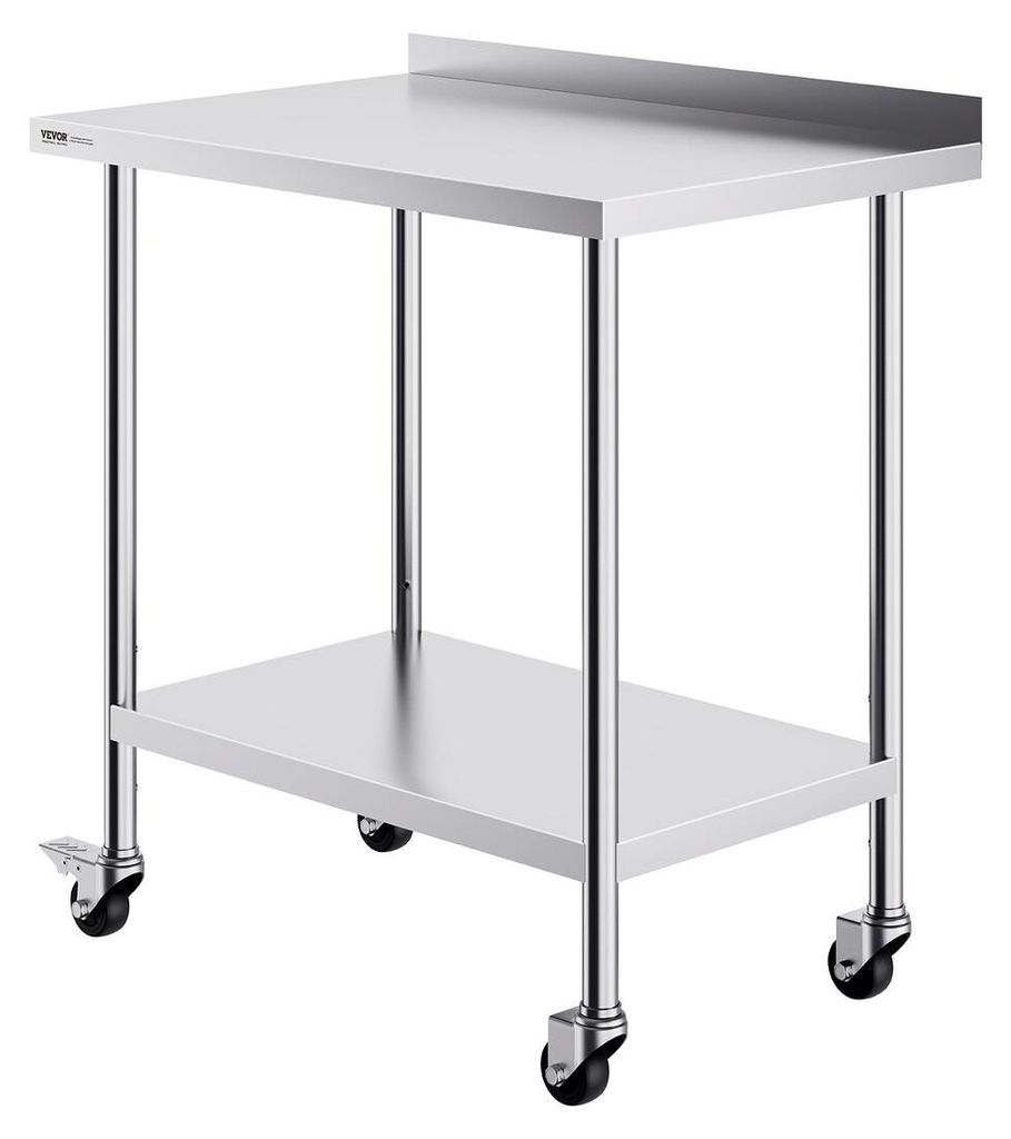 Stainless Steel Work Table Commercial Food Prep Table 24"x36" with Casters