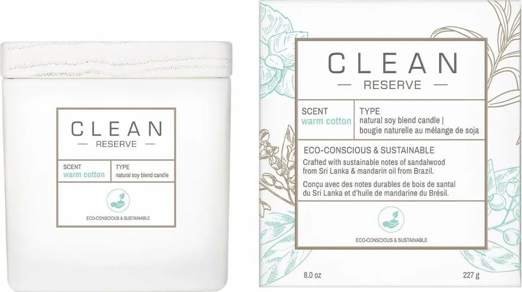 Grande Bougie Clean Warm Coton 227g - Fraîcheur du Linge Propre
