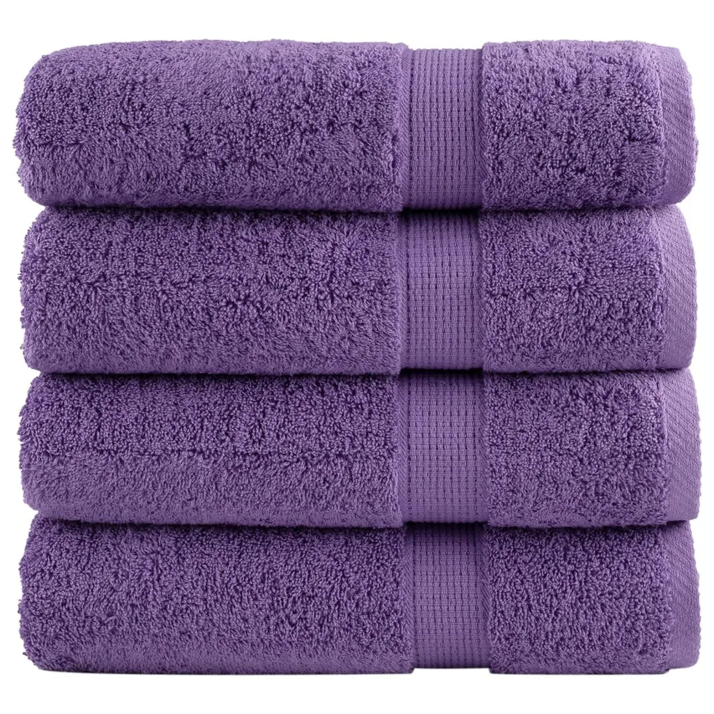 Set 4 Asciugamani Doccia SOLUND Viola - 70x140 cm 600g Cotone
