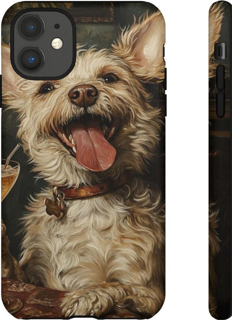 Fröhlicher Terrier mit Cocktail – Hülle Kompatibel mit iPhone 11