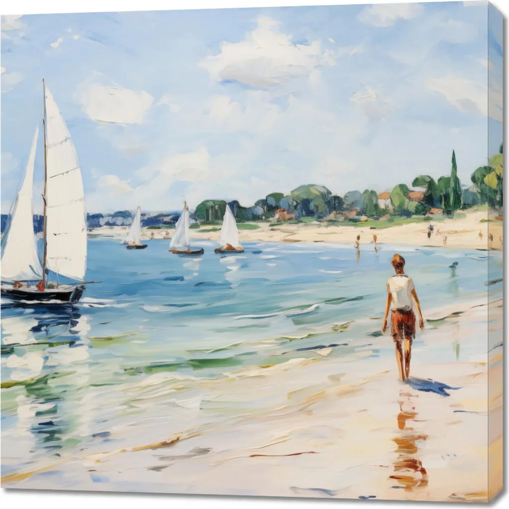 Quadro Mare 90x90 Vita sulla riva | Arte per Soggiorno e Camera