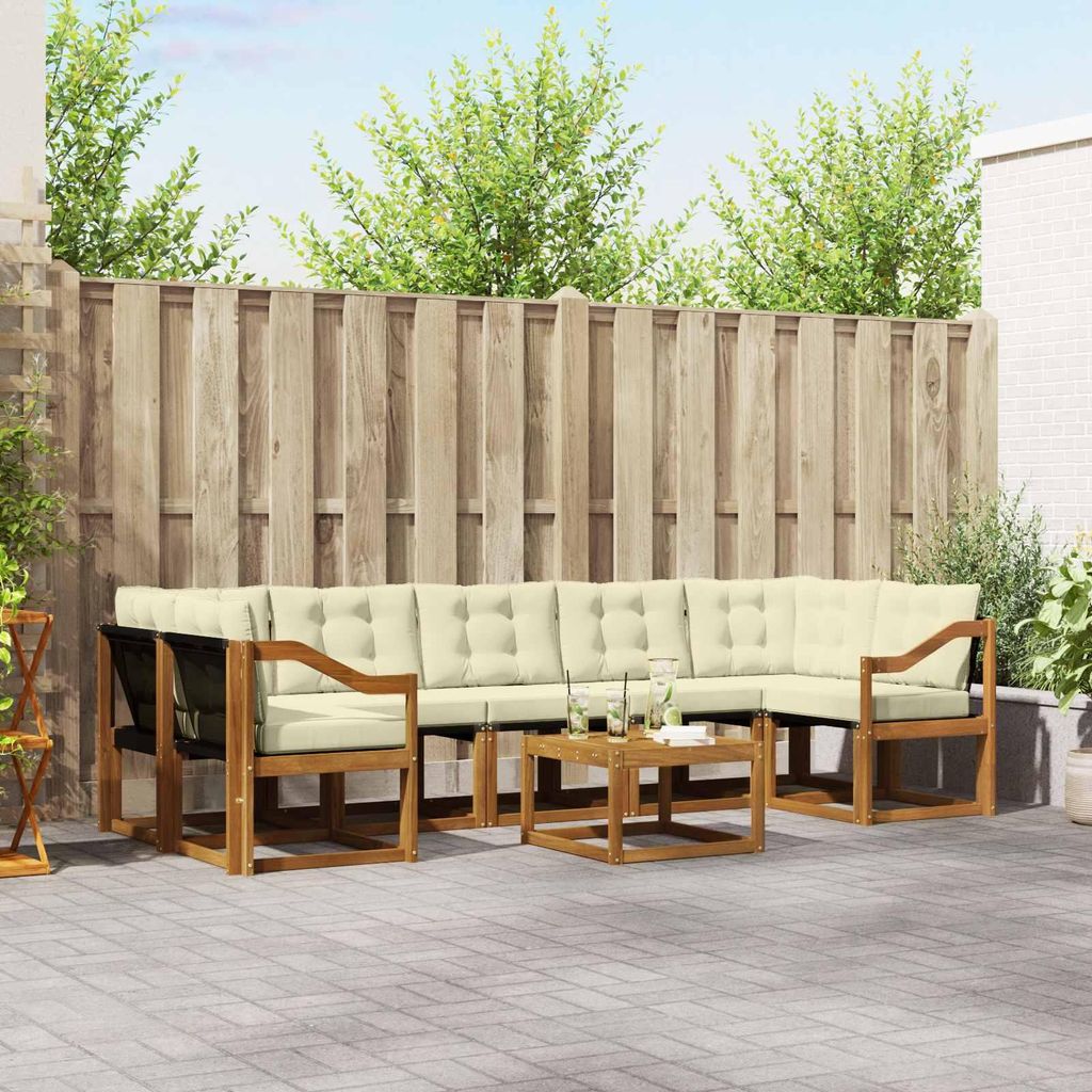 "Neues Produkt" Outdoor-Sofagarnitur ANTI-UV - CLORIS - mit Kissen - 8 pcs - Natur und Creme - Modern Gartensofas V336