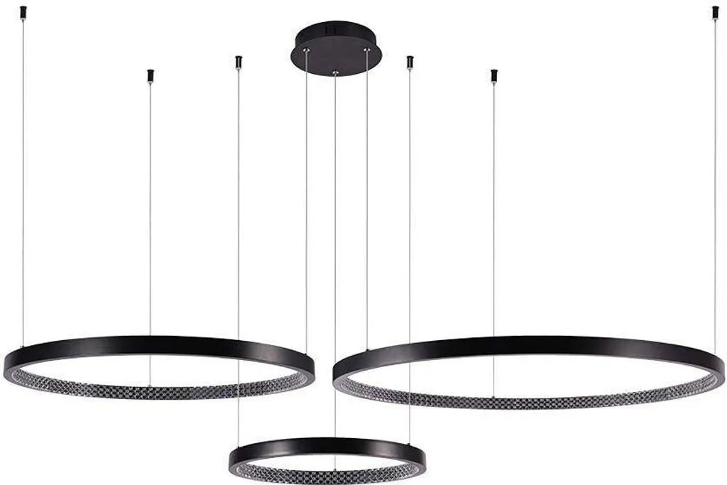 Suspension LED 3 anneaux noir 3000K V-TAC VT-7824-10054 pour salon chic