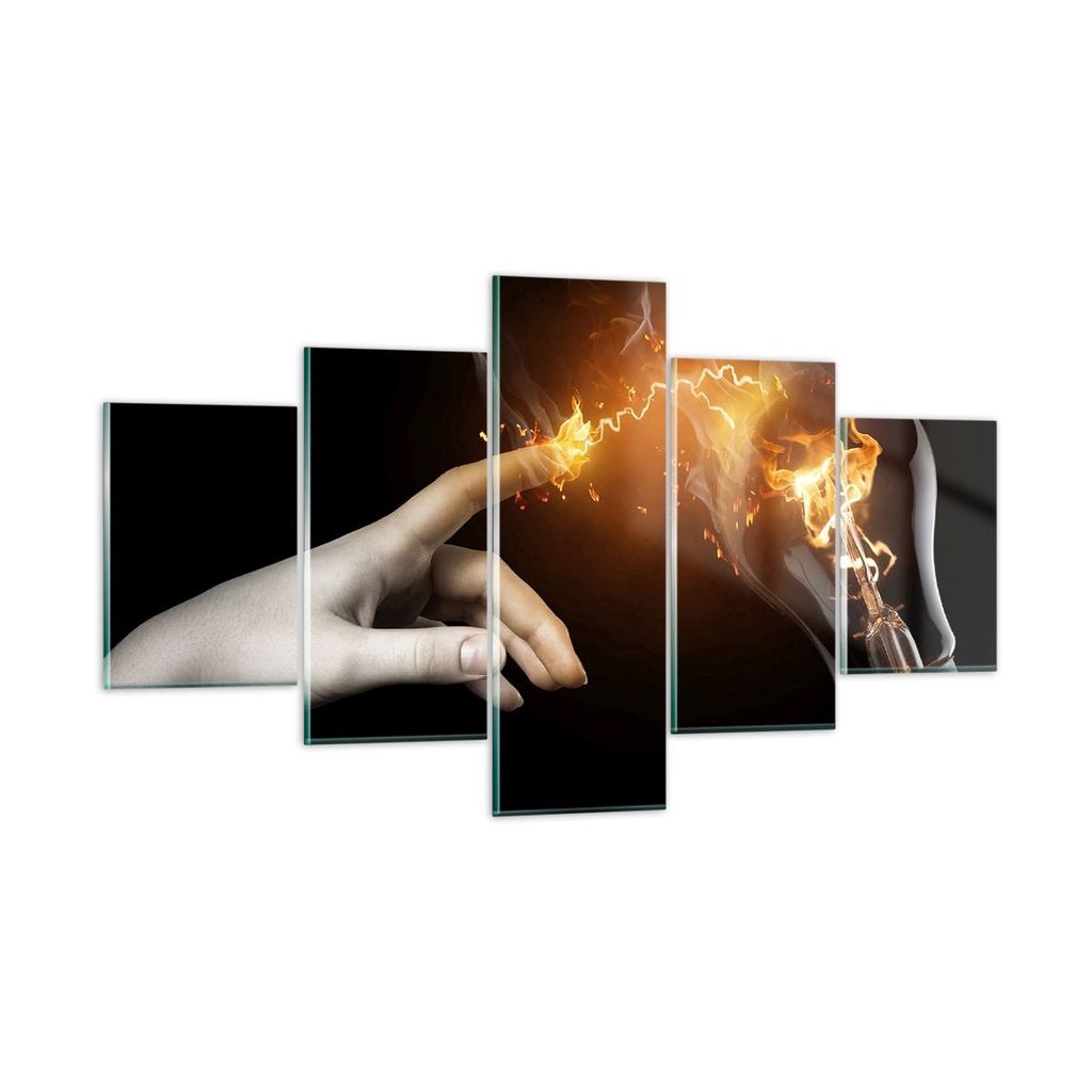 Bilder auf glas - Hand Licht Flammen - 125x70cm - Glasbilder - Wandbilder - Kunstdruck - zum Aufhängen bereit - Wanddekoration aus Glas - Glas Bil...