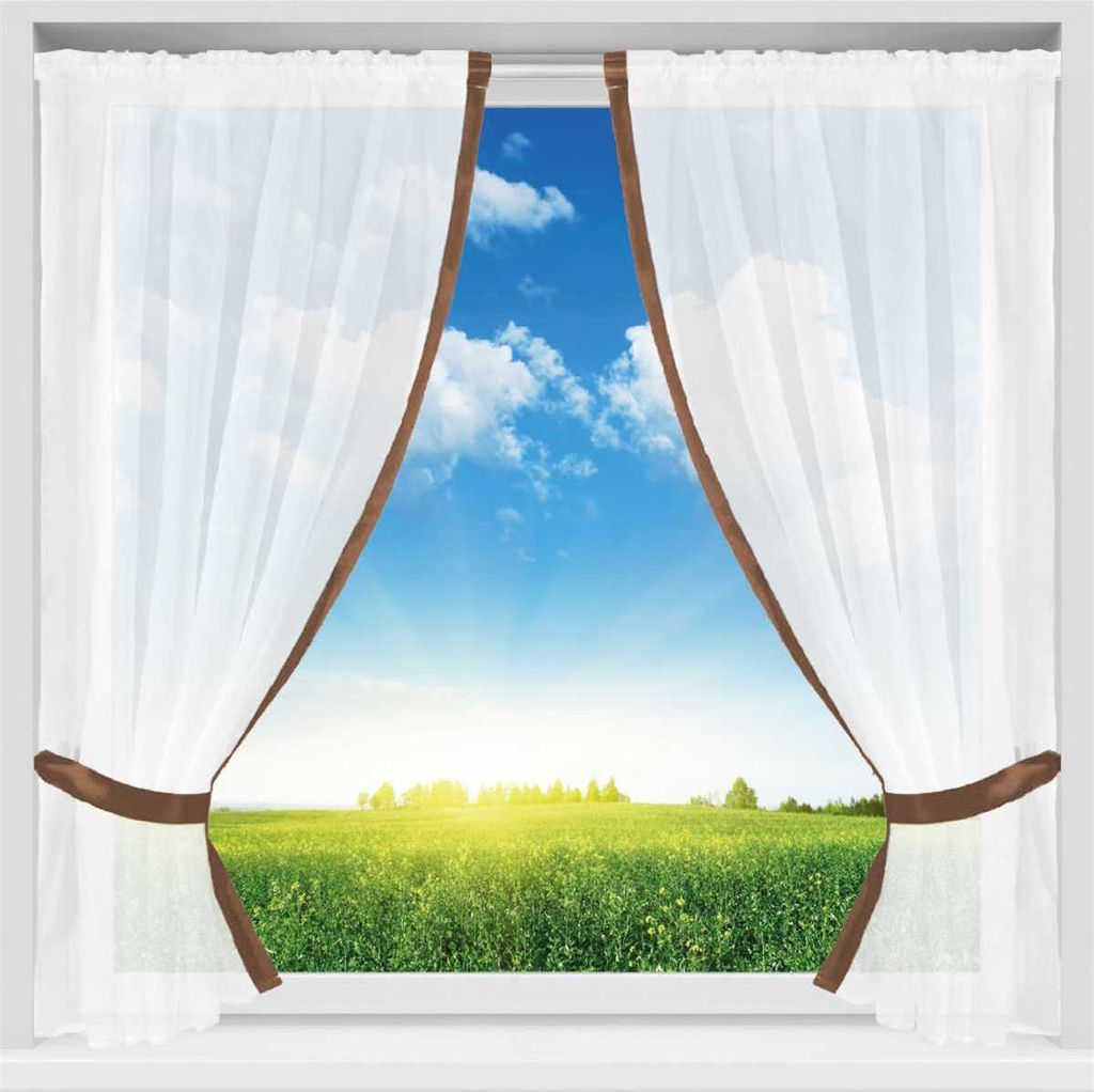 Gardine Satin, Größe: 140x120cm, Farbe: Braun