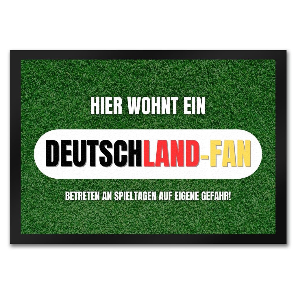 Hier wohnt ein Deutschland-Fan Fußmatte in 35x50 cm mit Spruch Betreten auf