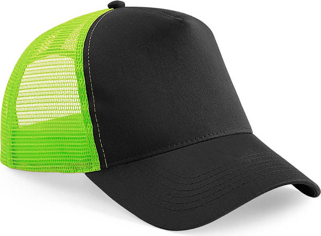 Beechfield Herren Mesh Trucker Baseballkappe RW260 (Einheitsgröße) (Schwarz/Lime)