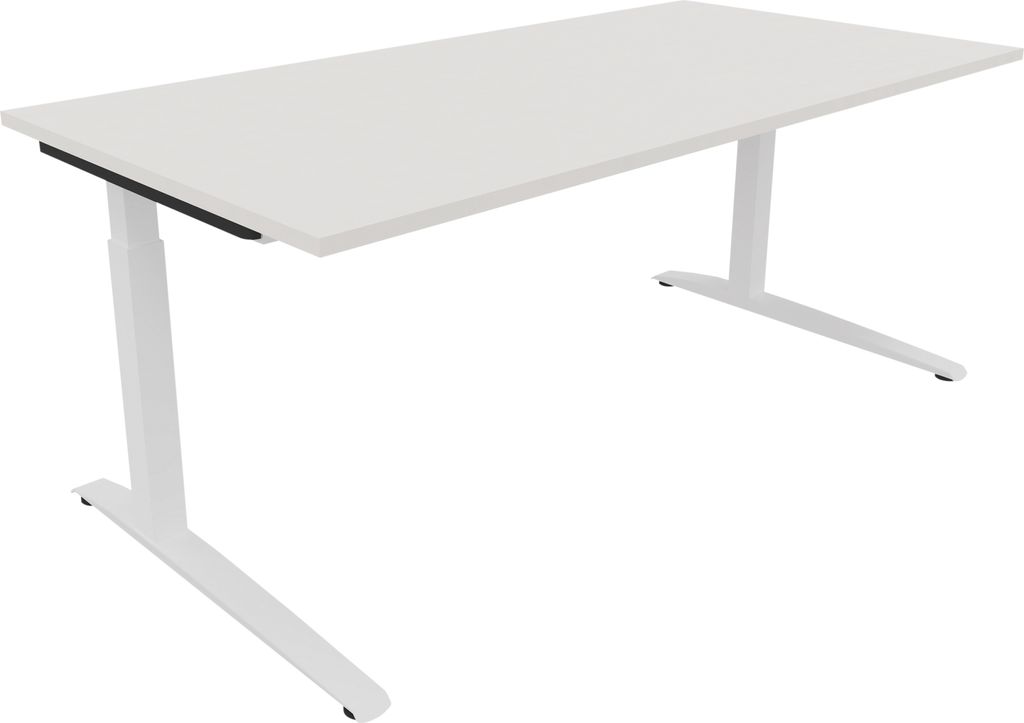 Schreibtisch Kufe Einzels. Quadrat B1800xT900xH650-850 ws/Weiß