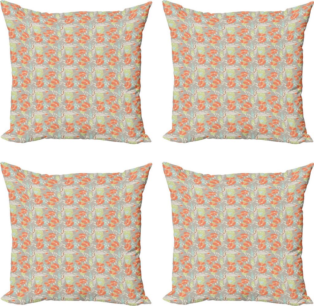 ABAKUHAUS Blumen Kissenbezug Set (4 Stück), Romantische Poppies Pastellton, Moderner Doppelseitiger Digitaldruck, 40 cm x 40 cm, Mehrfarbig