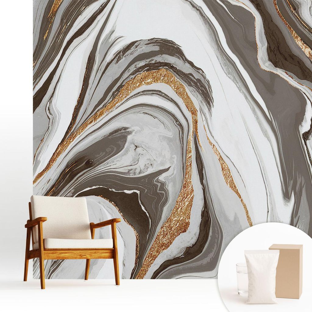 Fototapete - 250x250 cm - Tapete - Wandtapete - Wandbilder - Dekofolie - Tapete Folie - Wand - Dekoration - Wohnzimmer - Marmorwirbel