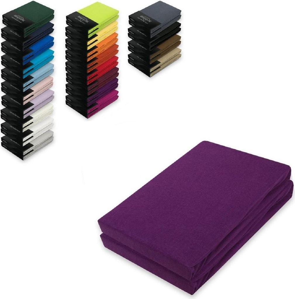 Doppelpack Jersey Spannbettlaken 180 - 200 x 200 cm Lila