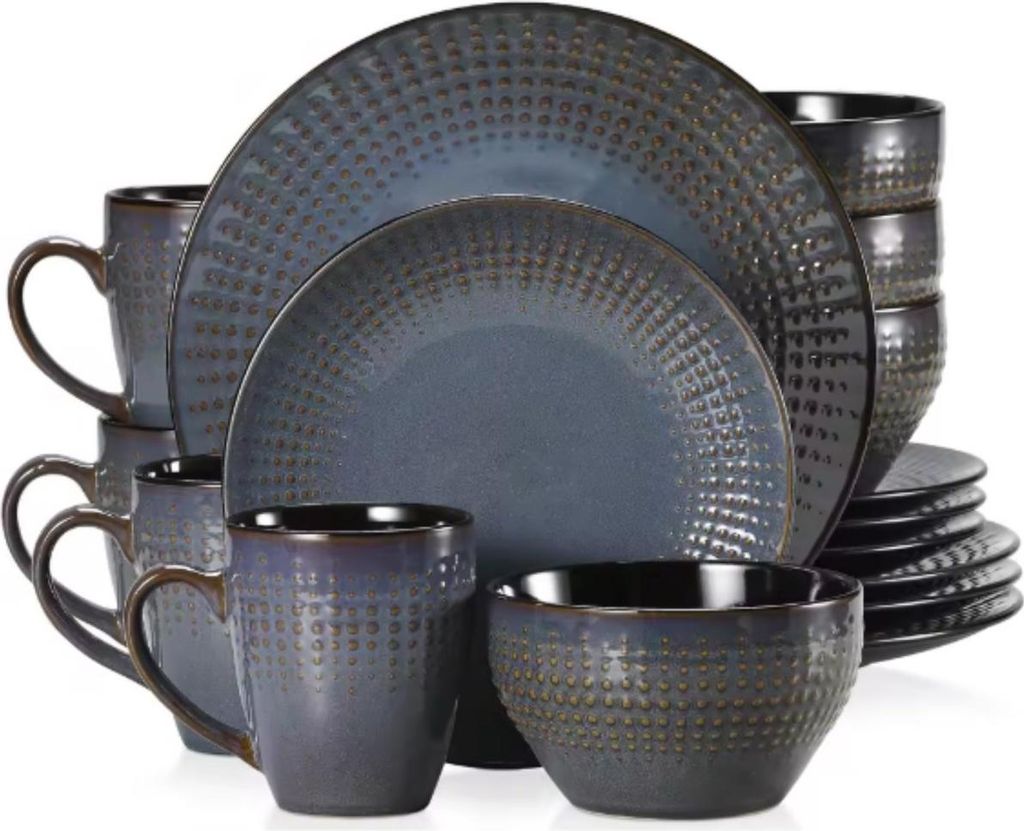 Zafiro Serviesset – 16-teilig – 4 Personen – Essteller, tiefe Teller & Frühstücksteller – Dunkergrün – Keramik