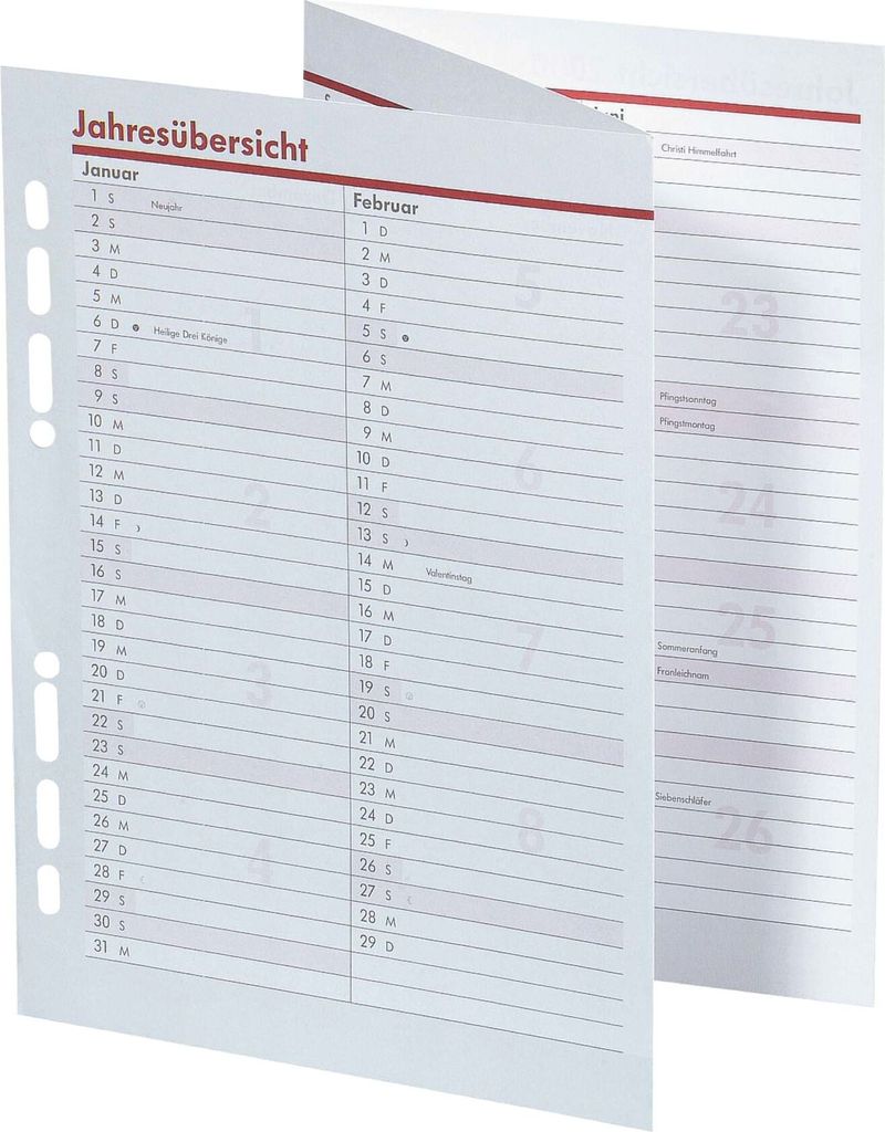 bsb 02-0570 Ersatzkalendarium "Manager" A5 Jahresübersicht Productafbeelding 