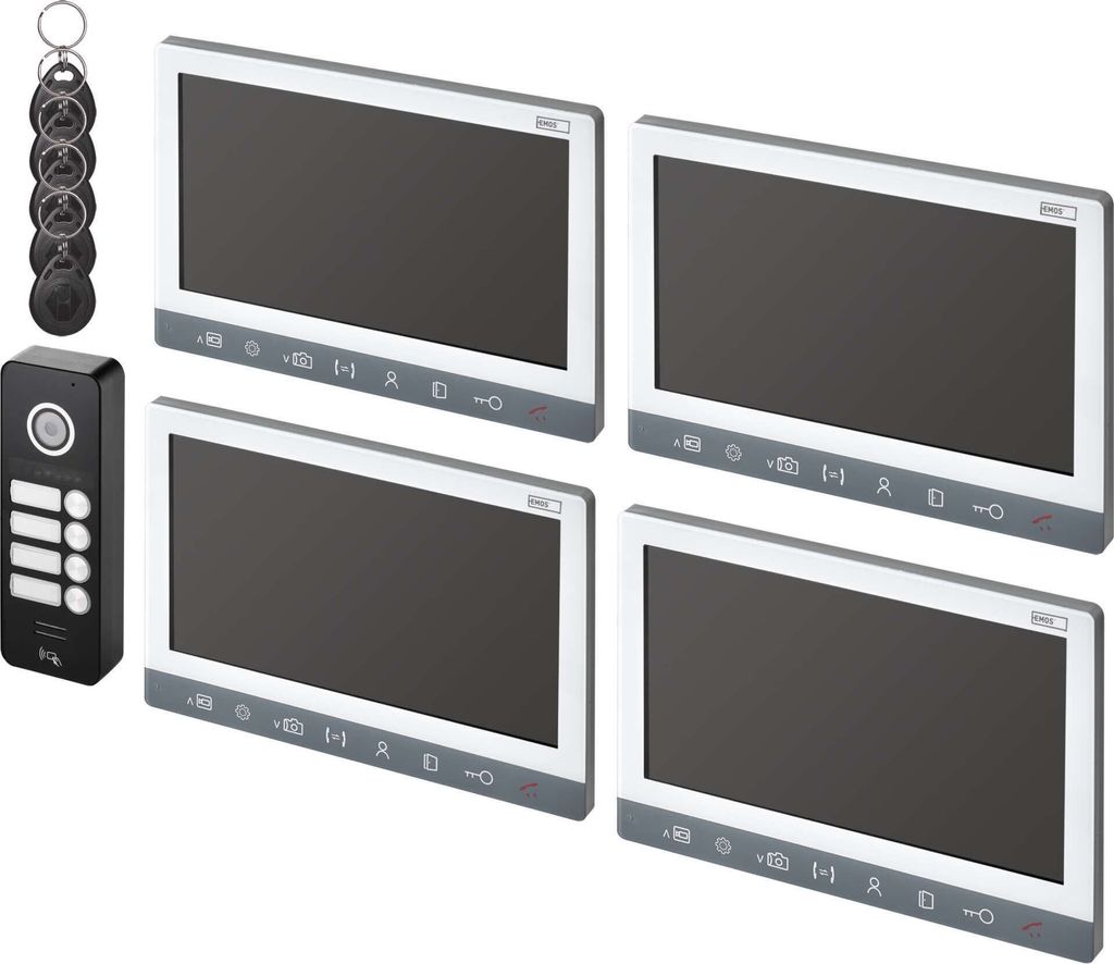 EMOS Video-Türsprechanlagen-Set-10AHD für 4 Teilnehmer, H3018.1