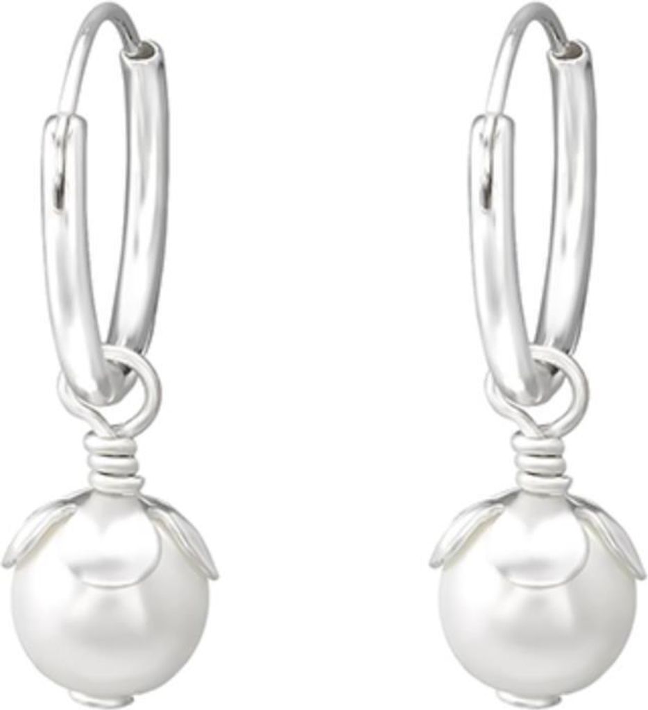 Creolen mit Perle: Ohrringe Silber 925 Produktbild 