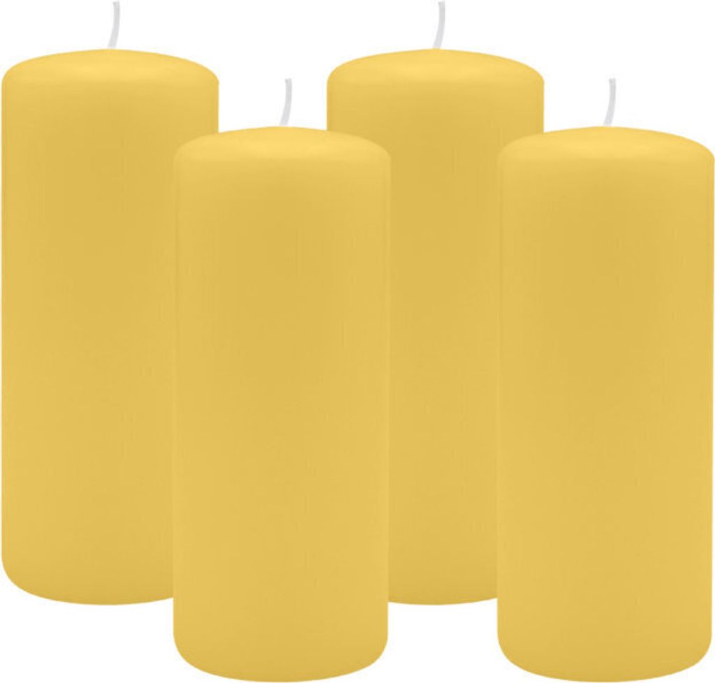 4er Set Adventskranzkerzen Grapefruit Gelb Ø 60 x 120 mm