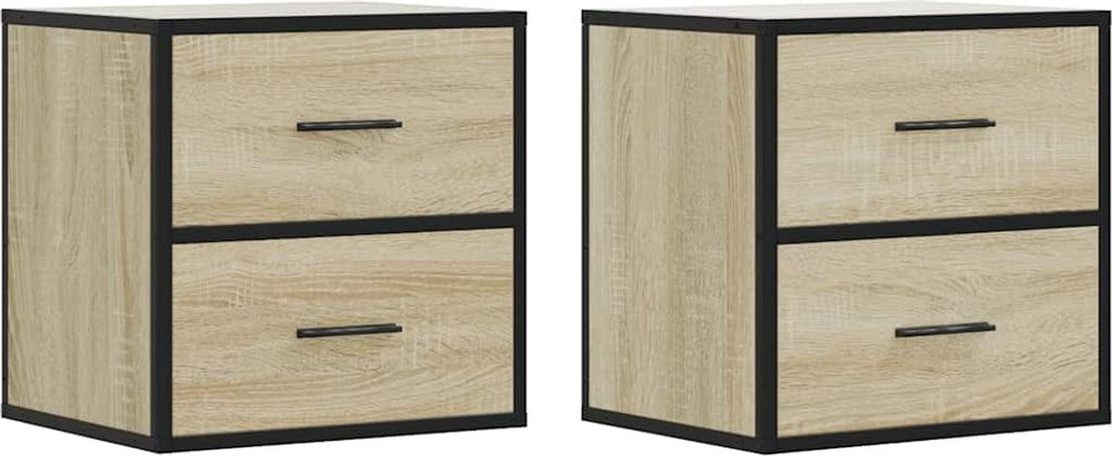 Wand-Nachttische 2 Stk. Sonoma-Eiche 40x31x39,5 cm