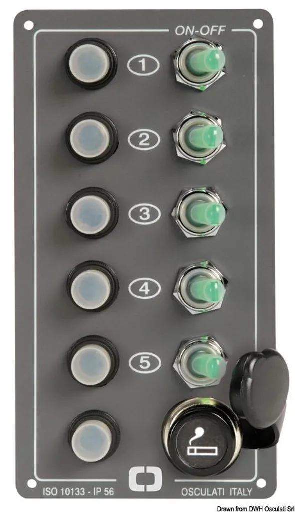 Panneau de contrôle étanche Elite avec 5 boutons et prise 12 volts