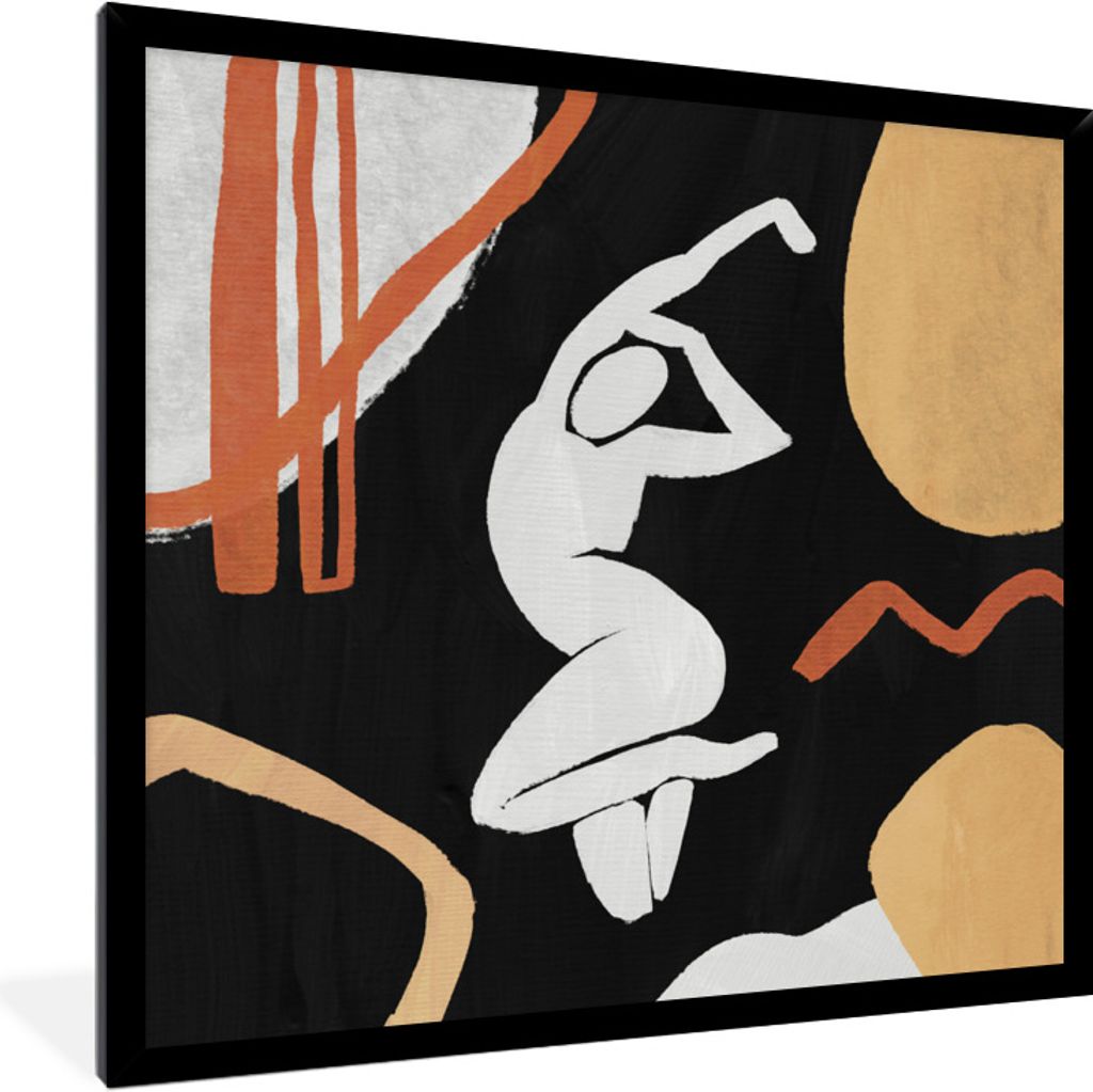 MuchoWow Gerahmtes Poster Frau - Figur - Abstrakt 40x40 cm - Poster mit Schwarzem Bilderrahmen Wandposter Rahmen Foto Bilder - Mit Rahmen - Wandd...
