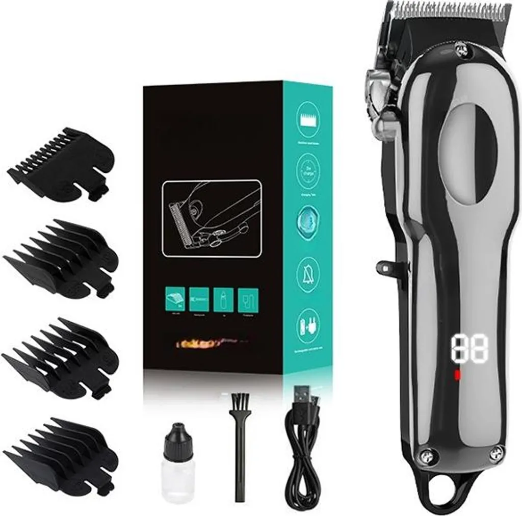 Tondeuse électrique argentée écran LED et moteur haute performance INF