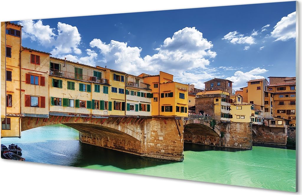 Glasbilder 100x50 Wandkunst Italien Fluss-Brücken Gebäude