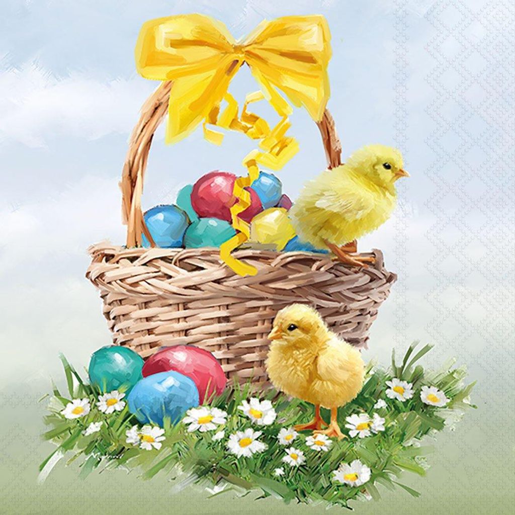 Servietten 33x33 cm - Easter basket