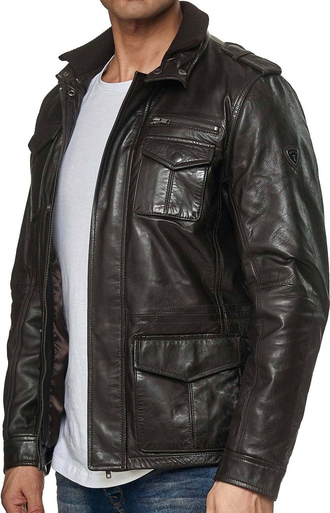 Tazzio Herren Jacke Lederjacke Trenchcoat 19706 Braun XXL