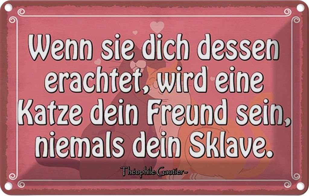 vianmo Blechschild 12x18 cm Katze dein Freund niemals Sklave Tier Haustier