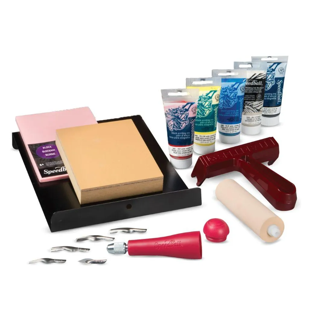 Kit linogravure complet Speedball avec encres à l'eau pour création