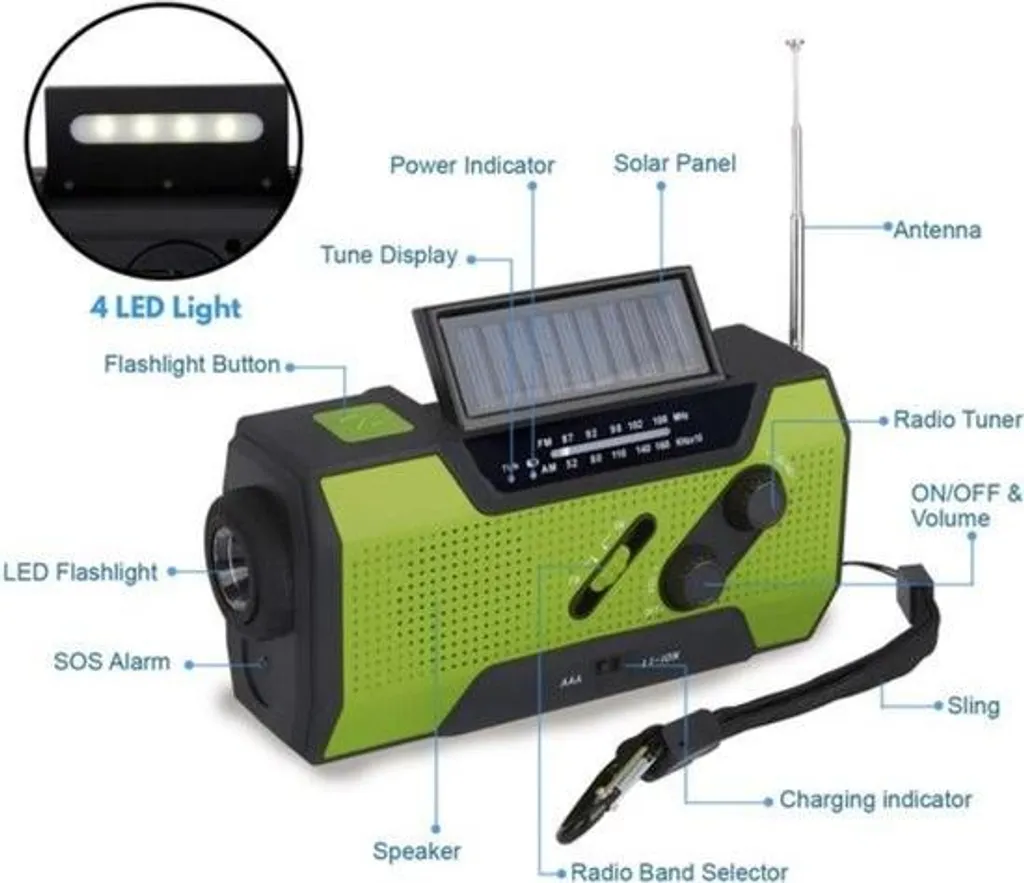 Radio Solaire de Survie avec Dynamo et Lampe de Lecture LED intégrée - 7