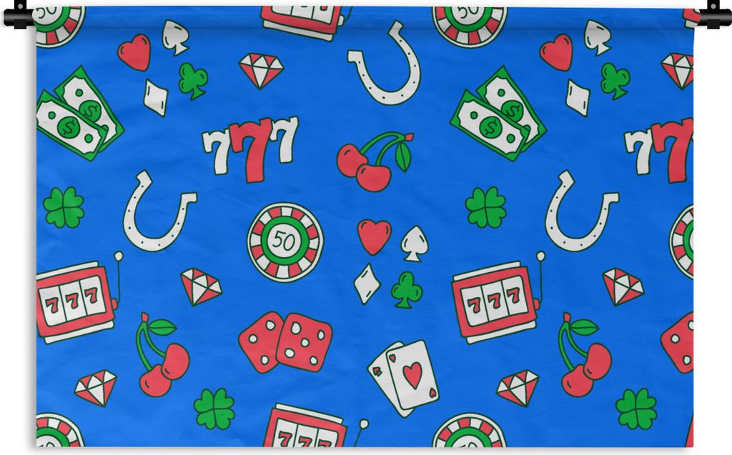 MuchoWow Wandteppich Wandbehang Kassetten - Casino - Spielautomat - Poker 90x60 cm Tapisserie Dekoration Wandtuch - Wandskulpturen - Bildteppich