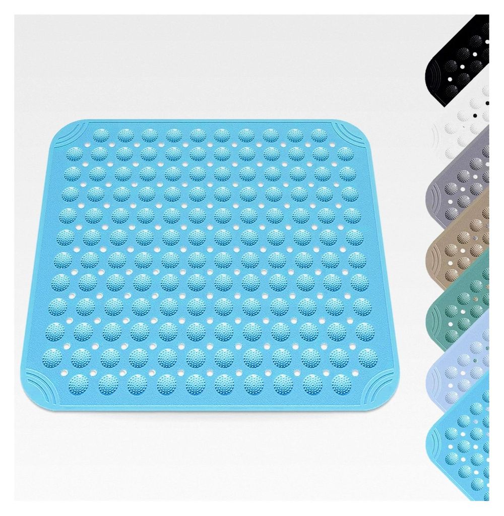 Rutschfeste Duschmatte 48 x 48 cm, quadratische Duschmatte maschinenwaschbar, Badematte mit Saugnäpfen, rutschfeste Massage Matte für Dusche und ...
