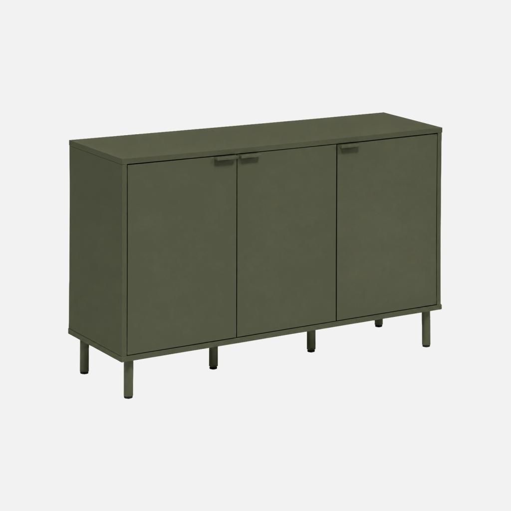 sweeek - Sideboard mit Holzdekor und Metall 3 Türen 120cm - Produktbild 