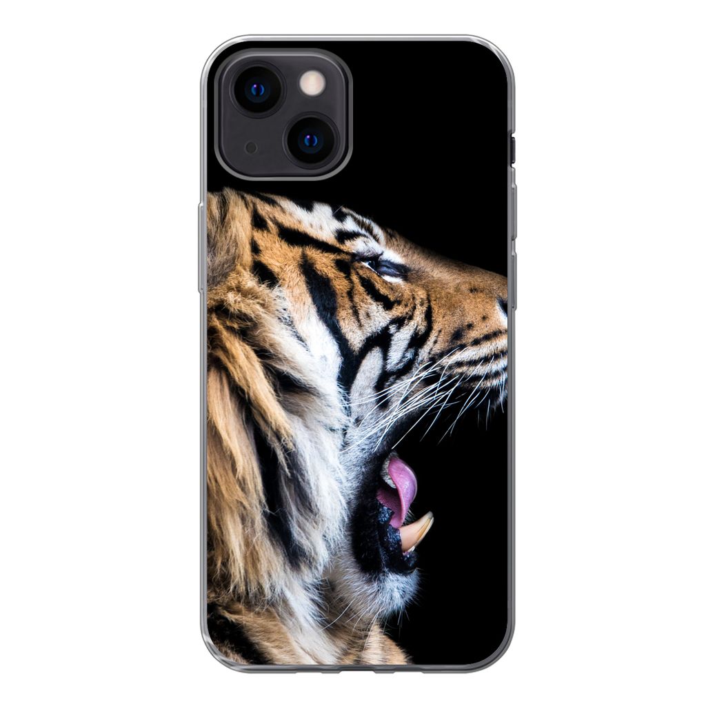 MuchoWow Handyhülle Schutzhülle Hülle für iPhone 13 mini Tiger - Tiere - Porträt Silikon Softcase Handy Hülle - Softcase