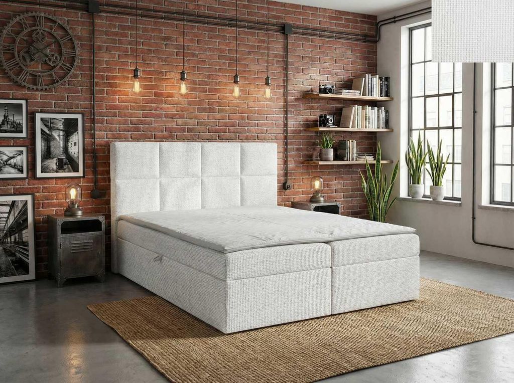 Boxspringbett TIVOLI Nordelo Flow 15 Weiß - 120x200 - modern, mit Topper und Bettkasten